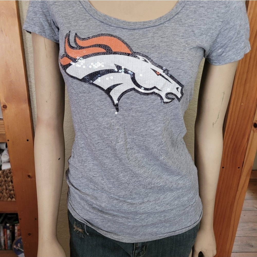 PINK Victoria's Secret Gray Broncos Sequin Tee